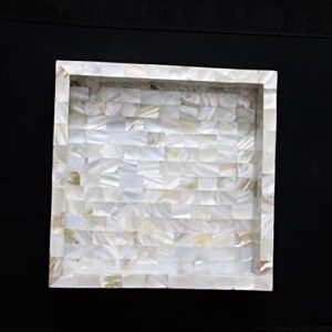 Wonderlist Handicrafts Mother of Pearl Bathroom Accessories Designer Bath Ensemble 100% Handmade Tray