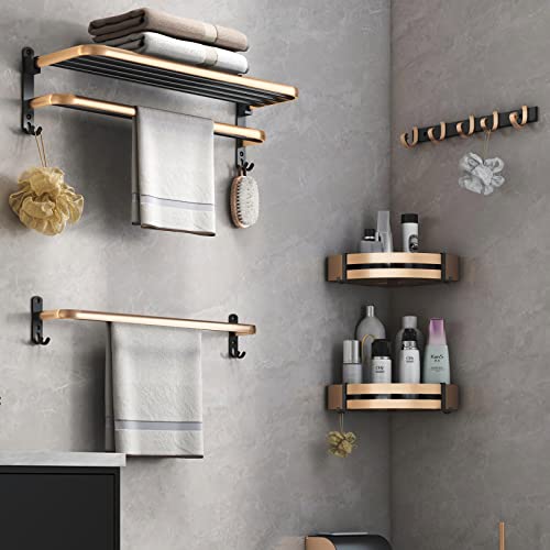 Lovelyduo Corner Shower Caddy 2-Pack, Adhesive Shower Organizer with Large Capacity Aerospace Aluminum Bathroom Shower Shelf for Rustproof, No Drilling, Wall Mount Corner Shower Rack Rose Gold