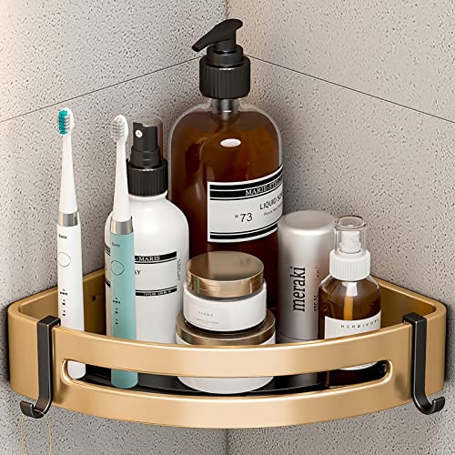 Lovelyduo Corner Shower Caddy 2-Pack, Adhesive Shower Organizer with Large Capacity Aerospace Aluminum Bathroom Shower Shelf for Rustproof, No Drilling, Wall Mount Corner Shower Rack Rose Gold