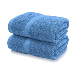 keepoz 36" x 72" (2-pack) bath sheets - large towels - beach towels soft 100% cotton ring spun bathroom towels, highly absorbent, machine washable, towel sets for college dorm not bleach proof (blue)