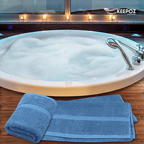 KEEPOZ 36" x 72" (2-Pack) Bath Sheets - Large Towels - Beach Towels Soft 100% Cotton Ring Spun Bathroom Towels, Highly Absorbent, Machine Washable, Towel Sets for College Dorm Not Bleach Proof (Blue)