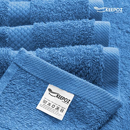 KEEPOZ 36" x 72" (2-Pack) Bath Sheets - Large Towels - Beach Towels Soft 100% Cotton Ring Spun Bathroom Towels, Highly Absorbent, Machine Washable, Towel Sets for College Dorm Not Bleach Proof (Blue)