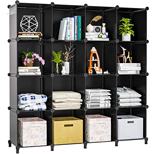 16 Cube Closet Organizers Bundle with 20-Pack Grey Shoe Slots Organizer