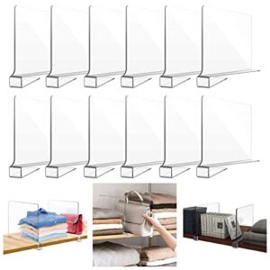 Violinak 12-Pack Acrylic Shelf Dividers for Closet Organization, Clear Closet Shelf Dividers, Closet Shelf Organizer Separator, Wardrobe Storage