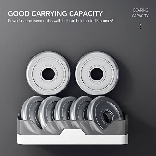 Cabilock No with and Drill-free Grey Wall Self Toiletry Utensil Mounted Storage Caddy Hooks Adhesives Kitchen Plastic Shelf Mount Shampoo Entryway Holder Adhesive Drilling Bathroom for