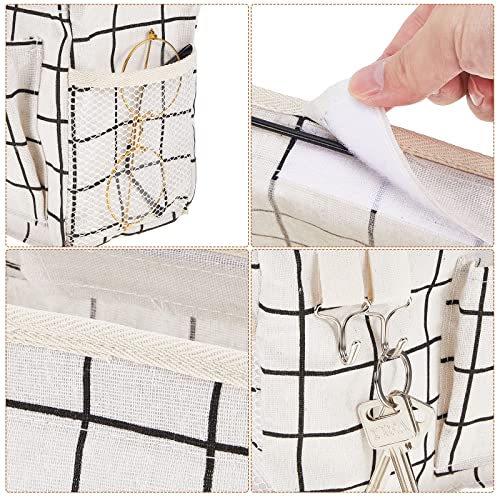 Wall Hanging Storage Bag 4 Pcs Wall Mounted Pocket Cotton Hanging Shelf Organizer with Sticky Hooks Multifunctional Over The Door Organizer Bin Bedside Storage Bag Wall Hanging Bag for Bunk Kitchen