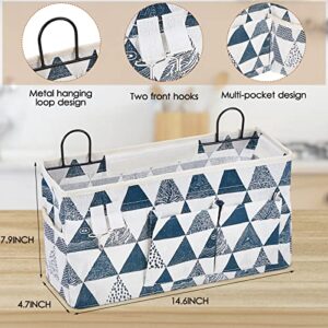 Wall Hanging Storage Bag 4 Pcs Wall Mounted Pocket Cotton Hanging Shelf Organizer with Sticky Hooks Multifunctional Over The Door Organizer Bin Bedside Storage Bag Wall Hanging Bag for Bunk Kitchen