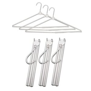 retractable portable travel hangers 3 pcs, aluminum alloy foldable travel hangers for clothes, lightweight collapsible coat hanger for traveling, camping in hotel, car
