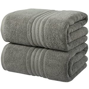 simply lofty luxury bath sheet towels 35x70 inch (2 pack) premium extra large thick bath sheets oversized bath towels highly absorbent quick dry jumbo bath sheet towel hotel quality (grey)