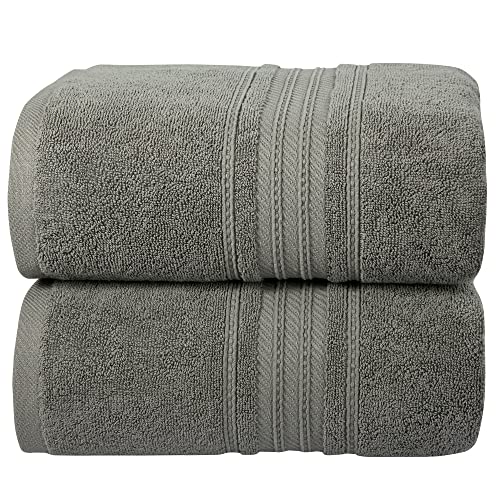 SIMPLY LOFTY Luxury Bath Sheet Towels 35x70 Inch (2 Pack) Premium Extra Large Thick Bath Sheets Oversized Bath Towels Highly Absorbent Quick Dry Jumbo Bath Sheet Towel Hotel Quality (Grey)