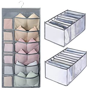 henynet multi-size wardrobe clothes organizer,oxford double-sided underwear panties sock hanging bag,foldable jeans shirt skirts compartment box,for clothing storage,gray
