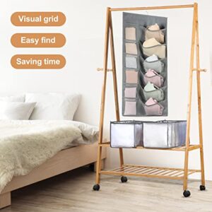 HENYNET Multi-size Wardrobe Clothes Organizer,Oxford Double-sided Underwear Panties Sock Hanging Bag,Foldable Jeans Shirt Skirts Compartment Box,for Clothing Storage,Gray