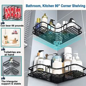 Homeve Corner Shower Caddy, 3 Tier Organizer Shelf with Adhesive Hooks and Soap Dish, No Drilling, RustProof, Heart shape Basket Shelves for Bathroom and Kitchen Corner Storage Accessories (Silver)
