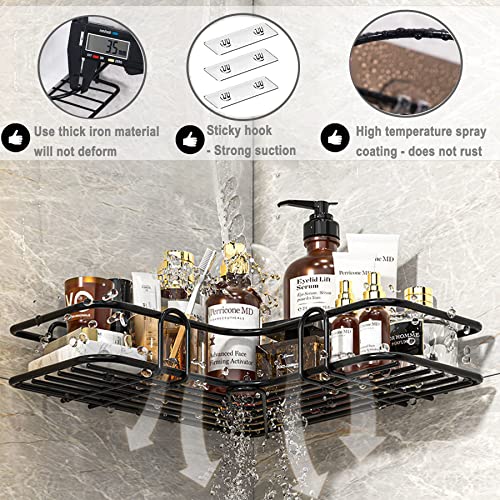 Homeve Corner Shower Caddy, 3 Tier Organizer Shelf with Adhesive Hooks and Soap Dish, No Drilling, RustProof, Heart shape Basket Shelves for Bathroom and Kitchen Corner Storage Accessories (Silver)