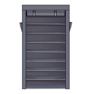 gbnij 10 tiers shoe rack with dustproof cover closet shoe storage cabinet organizer , for cubby walk-in closet,gray