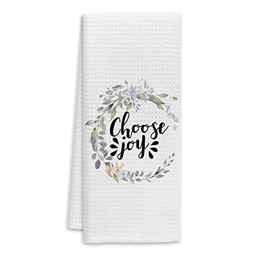 Choose Joy Towels Kitchen Towels Dish Towels Hand Towels,Floral Wreath Farmhouse Towels for Kitchen Bathroom,Gifts for Teens Girls Sisters Women,Housewarming Gifts