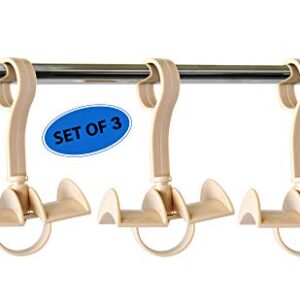 Home-X 3 Pcs Rotating Handbag Hanger for Closet, Purse Organizers, Closet Organizers, Handbag Storage, Purse Hanging Closet Hooks-Beige