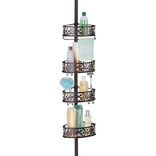 InterDesign Vine Constant Tension Shower Caddy – Bathroom Storage Shelves for Shampoo, Conditioner and Soap, Bronze