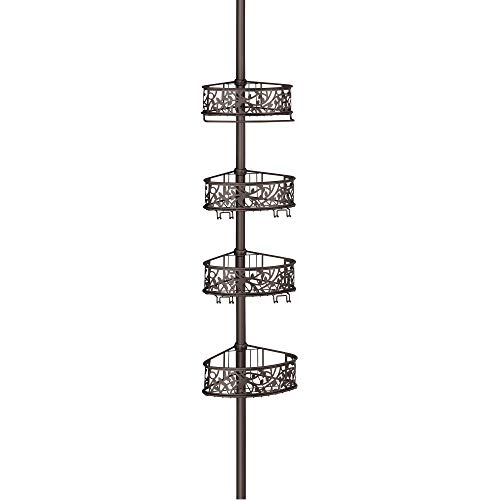 InterDesign Vine Constant Tension Shower Caddy – Bathroom Storage Shelves for Shampoo, Conditioner and Soap, Bronze