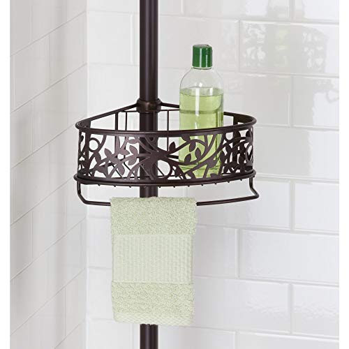 InterDesign Vine Constant Tension Shower Caddy – Bathroom Storage Shelves for Shampoo, Conditioner and Soap, Bronze