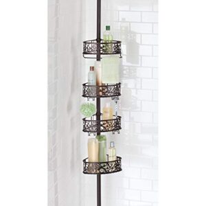 InterDesign Vine Constant Tension Shower Caddy – Bathroom Storage Shelves for Shampoo, Conditioner and Soap, Bronze