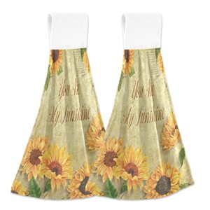 giwawa you are my sunshine sunflower kitchen hand towel 2 pcs sunflower floral dish towels absorbent yellow sunflowers hanging tie towels fast drying sunflower towel for bathroom 12x17in clearance