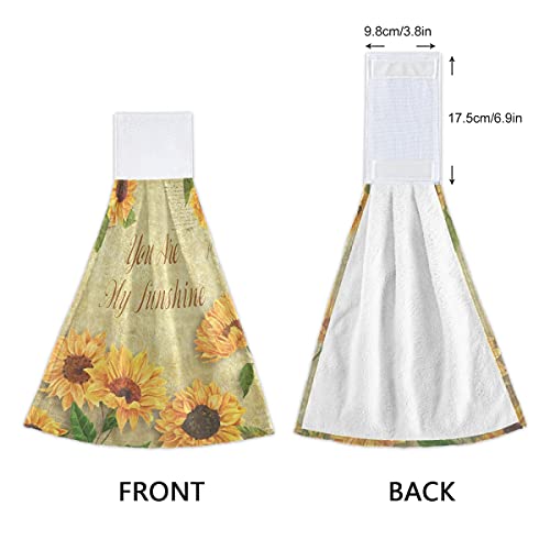 Giwawa You are My Sunshine Sunflower Kitchen Hand Towel 2 Pcs Sunflower Floral Dish Towels Absorbent Yellow Sunflowers Hanging Tie Towels Fast Drying Sunflower Towel for Bathroom 12x17in Clearance