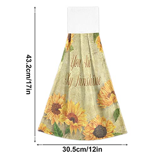 Giwawa You are My Sunshine Sunflower Kitchen Hand Towel 2 Pcs Sunflower Floral Dish Towels Absorbent Yellow Sunflowers Hanging Tie Towels Fast Drying Sunflower Towel for Bathroom 12x17in Clearance