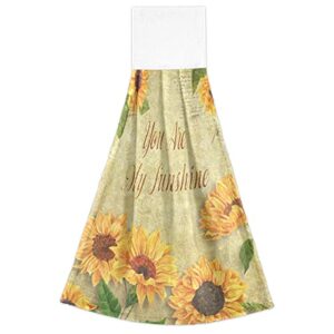 Giwawa You are My Sunshine Sunflower Kitchen Hand Towel 2 Pcs Sunflower Floral Dish Towels Absorbent Yellow Sunflowers Hanging Tie Towels Fast Drying Sunflower Towel for Bathroom 12x17in Clearance