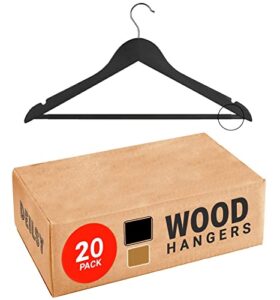 black wooden hangers heavy duty suit hangers with 360° swivel hook wood hangers fancy hangers clothes hanger perfect for shirt, coat, suit, jacket, skirts, pants hangers pack of 20