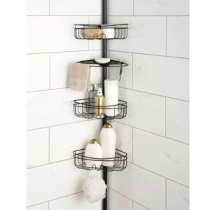 3-shelf tension pole shower caddy, oil-rubbed bronze