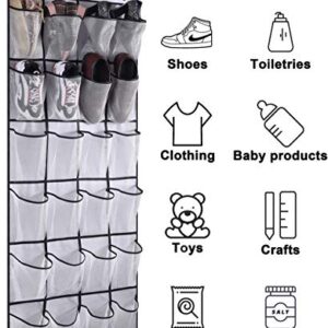 MISSLO 30 Large Pockets Dual Sided Hanging Shoe Organizer for Closet and 24 Large Mesh Pockets Door Shoe Organizer