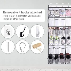 MISSLO 30 Large Pockets Dual Sided Hanging Shoe Organizer for Closet and 24 Large Mesh Pockets Door Shoe Organizer