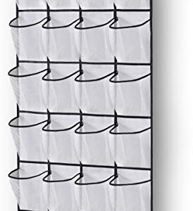 MISSLO 30 Large Pockets Dual Sided Hanging Shoe Organizer for Closet and 24 Large Mesh Pockets Door Shoe Organizer