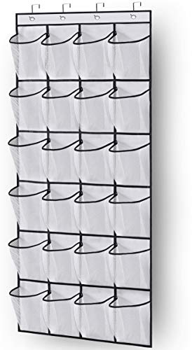 MISSLO 30 Large Pockets Dual Sided Hanging Shoe Organizer for Closet and 24 Large Mesh Pockets Door Shoe Organizer