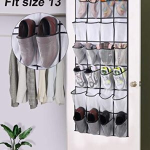 MISSLO 30 Large Pockets Dual Sided Hanging Shoe Organizer for Closet and 24 Large Mesh Pockets Door Shoe Organizer