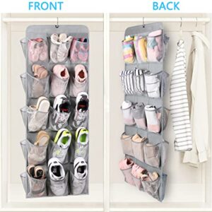 MISSLO 30 Large Pockets Dual Sided Hanging Shoe Organizer for Closet and 24 Large Mesh Pockets Door Shoe Organizer