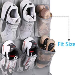 MISSLO 30 Large Pockets Dual Sided Hanging Shoe Organizer for Closet and 24 Large Mesh Pockets Door Shoe Organizer