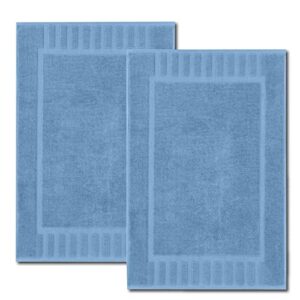 White Classic Luxury Light Blue Bath Towel Set Luxury Bath Mat | 2 Pack Luxury Bath Sheet | 2 Pack Bundle (Light Blue)