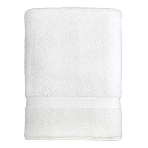 Linum Home Textiles HB00-1BS Herringbone Premium Authentic Soft 100% Turkish Cotton Luxury Hotel Collection Bath Sheet-White