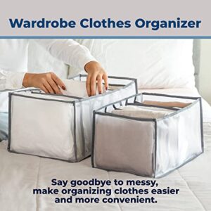 SYIKKI Clothes Organizer For Folded Clothes - Wardrobe Clothes Organizer For Jeans 7 Grids Organizer for Closet, Mesh Storage Compartment for Thin Jeans Pants T-Shirts Legging (1)