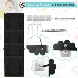 Augot Over The Door Organizer Hanging Storage, Mesh Stuffed Animal Storage, Behind The Door Storage Organizer with 4 Big Pockets Over Door Organizer Hanging Pantry for Diaper Baby Clothes Plush Toy