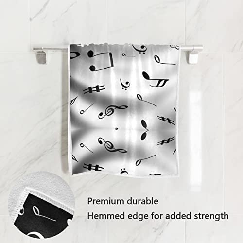 GAIREG Music Note Hand Towels, 15 x 30 Inches, Soft Highly Absorbent Towels for Bathroom, Gym, Shower, Hotel, Spa