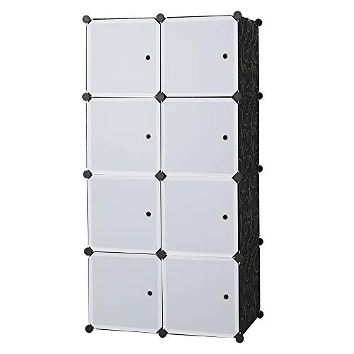 JYOSTORE 8 Cube Bookshelf Closet Organizer Storage Shelves Shelf Cubes Organizer Plastic Book Shelf Bookcase DIY Square Closet Cabinet Shelves for Bedroom Office Living Room