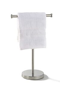 sunnypoint elite heavy weight countertop hand towel rack and accessories jewelry stand; 16.5" height (satin nickel, stainless steel base)