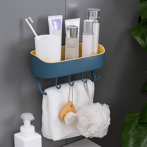 LAPUTA Wall Mount Organizer,1 Set Shower Shelf PP Detachable Hook Punch Free Storage Holder Rack for Kitchen, Bathroom, Cabinet, Toilet, Office Beige One Size