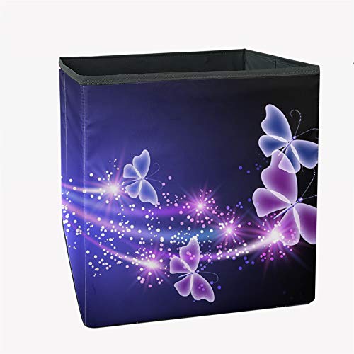 Dremagia Foldable Storage Box Purple Butterfly Toy Cube Bin Fabric Closet Basket Container