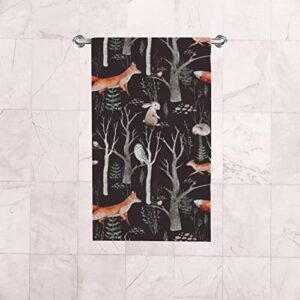 Good Water Absorption Soft Hand Towels 2 Pcs Set - Watercolor Woodland Animals Used Many Occasions Shower Bathroom Kitchen Hotel Gym and Spa 30x15in