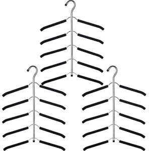 jfflyit blouse tree hangers multi-layer clothes hangers 3 pack 5 in 1 non slip space saving closet organizer stainless steel shirt hangers coats hangers（black）