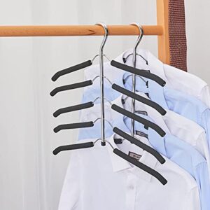 JFFLYIT Blouse Tree Hangers Multi-Layer Clothes Hangers 3 Pack 5 in 1 Non Slip Space Saving Closet Organizer Stainless Steel Shirt Hangers Coats Hangers（Black）